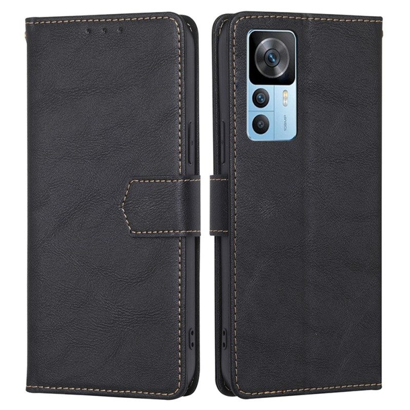 Folio Cover Xiaomi 12T / 12T Pro Effetto Pelle Couture