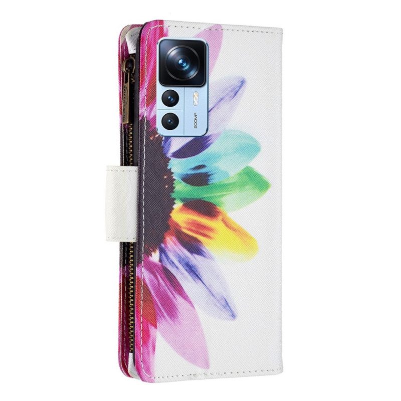 Folio Cover Xiaomi 12T / 12T Pro Tasca Con Zip A Fiore