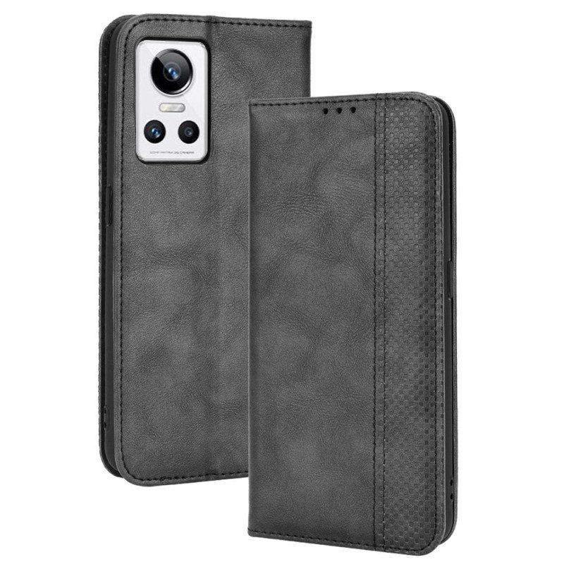 Folio Cover Realme GT Neo 3 Custodia in pelle Trama Retrò