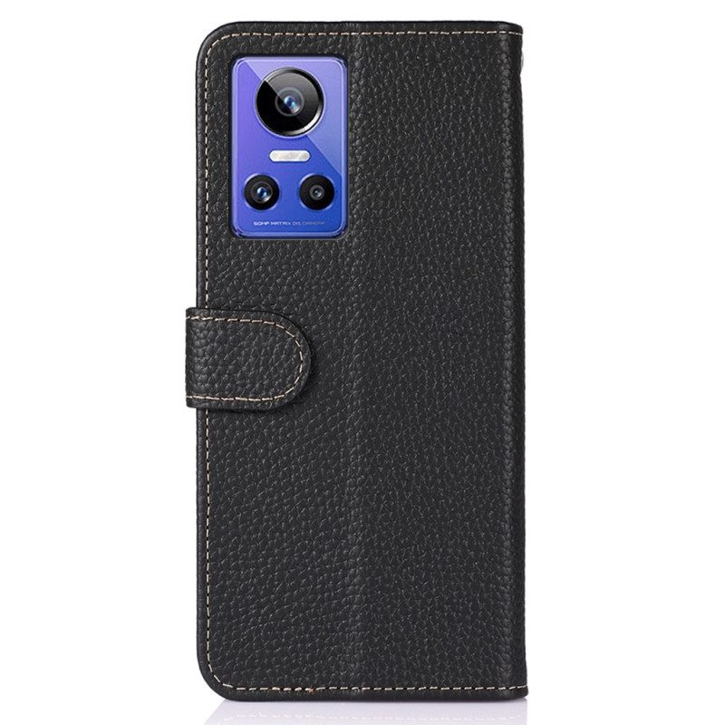 Folio Cover Realme GT Neo 3 Khazneh Pelle Di Litchi