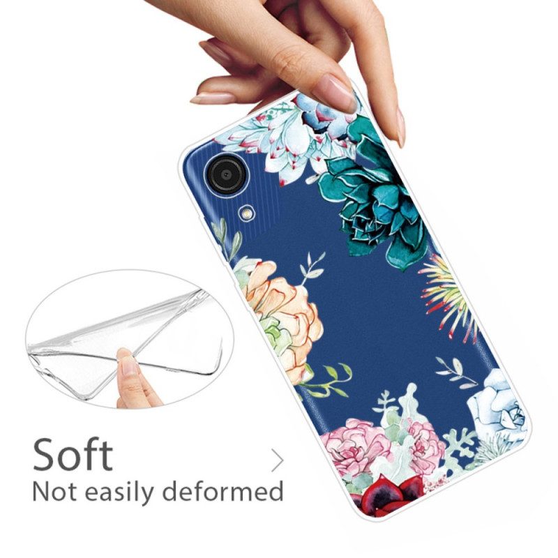 Cover Samsung Galaxy A03 Core Fiori Blu Dell'acquerello Senza Soluzione Di Continuità