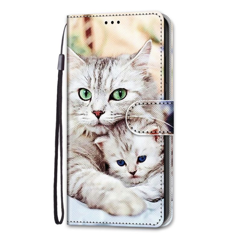 Custodia in pelle Samsung Galaxy A03 Core Famiglia Di Gatti