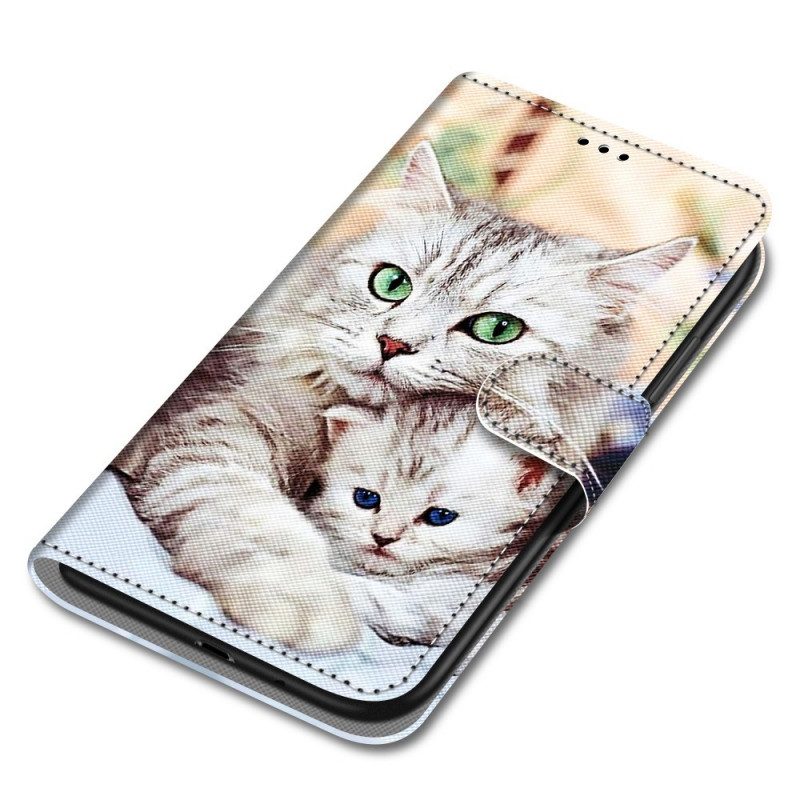 Custodia in pelle Samsung Galaxy A03 Core Famiglia Di Gatti