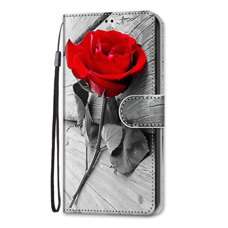 Custodia in pelle Samsung Galaxy A03 Core Rosa Romantica Con Cinturino