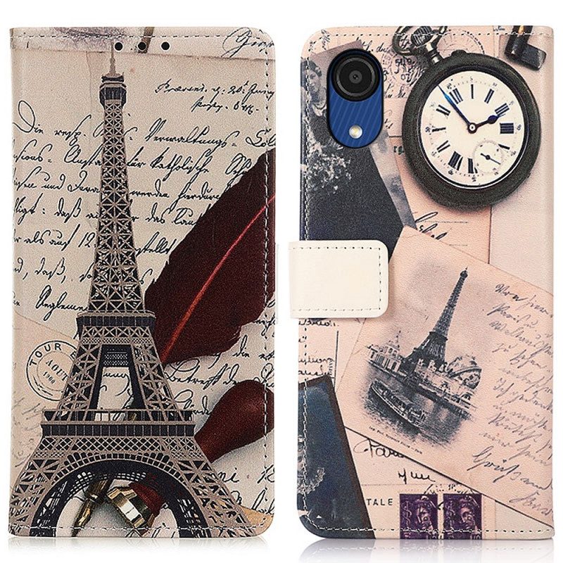 Custodia in pelle Samsung Galaxy A03 Core Torre Eiffel Del Poeta