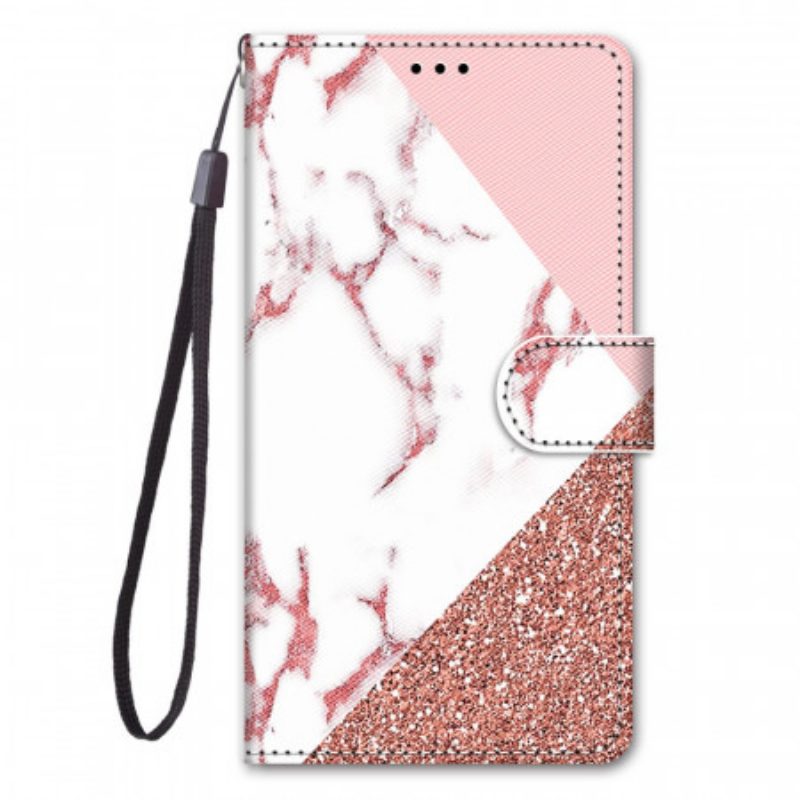 Custodia in pelle Samsung Galaxy A03 Core Triangolo In Marmo E Glitter