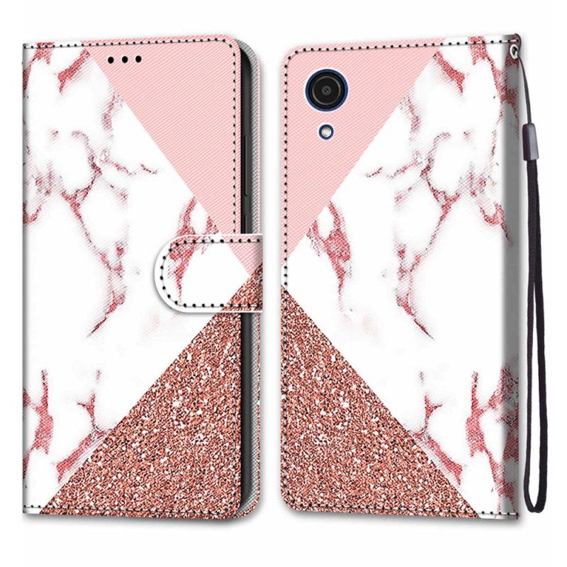 Custodia in pelle Samsung Galaxy A03 Core Triangolo In Marmo E Glitter