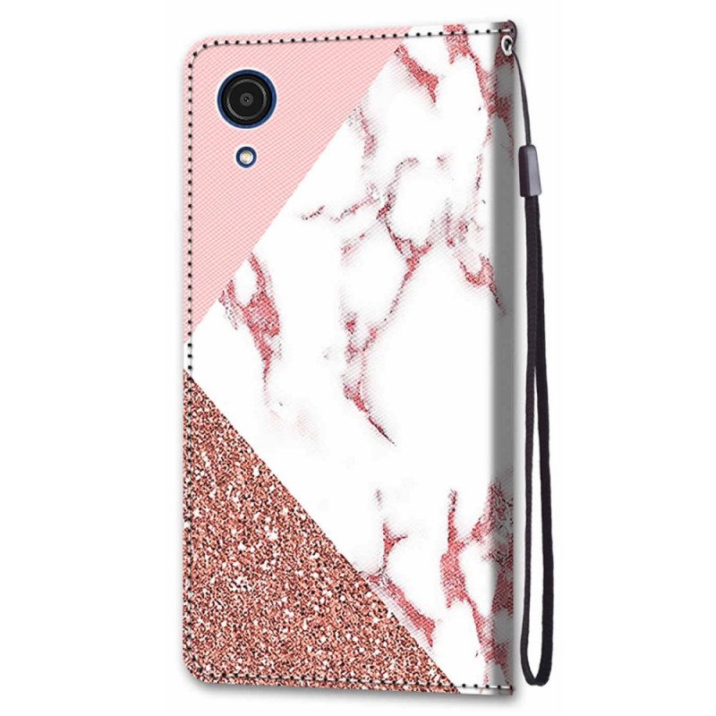 Custodia in pelle Samsung Galaxy A03 Core Triangolo In Marmo E Glitter