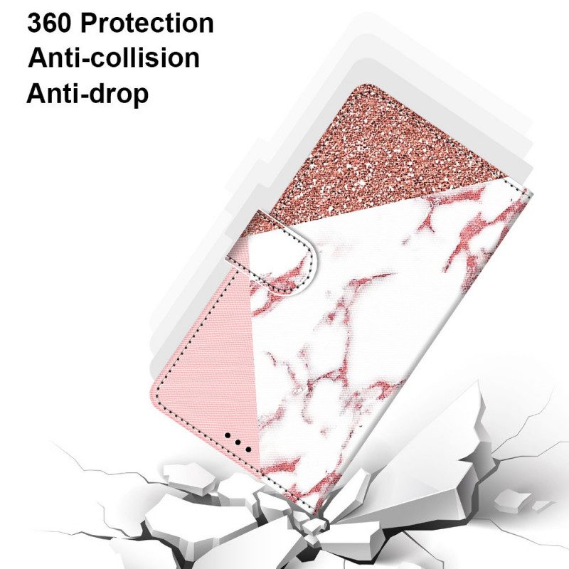 Custodia in pelle Samsung Galaxy A03 Core Triangolo In Marmo E Glitter