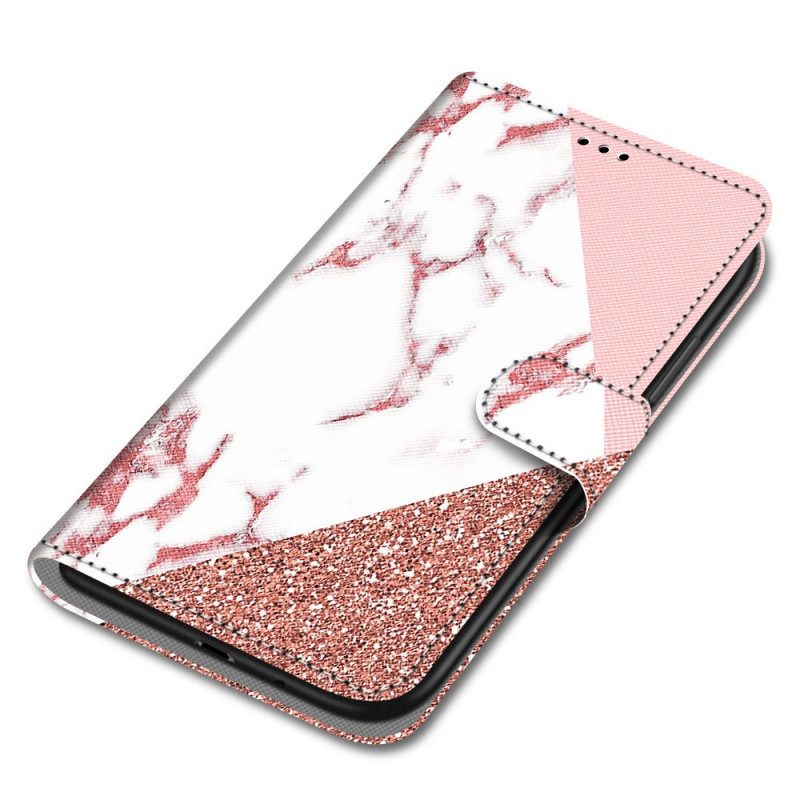 Custodia in pelle Samsung Galaxy A03 Core Triangolo In Marmo E Glitter