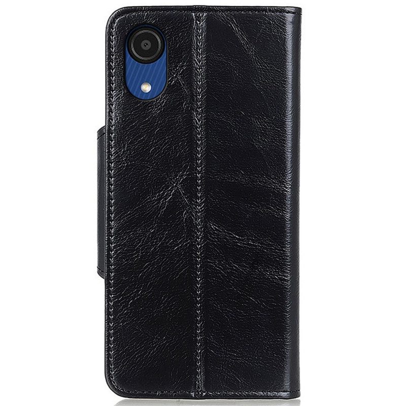 Folio Cover Samsung Galaxy A03 Core Bottone In Ecopelle Lucida