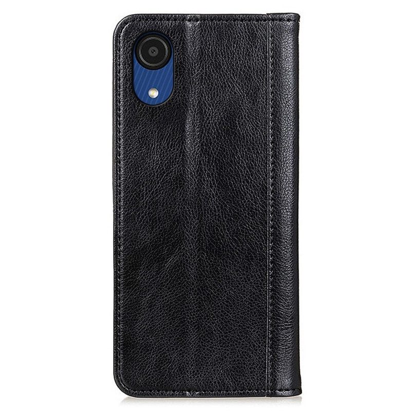 Folio Cover Samsung Galaxy A03 Core Custodia in pelle Eleganza Split Litchi Leather