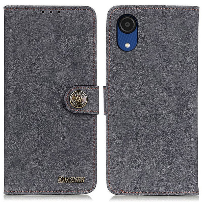 Folio Cover Samsung Galaxy A03 Core Khazneh Crosta Di Cuoio Retrò