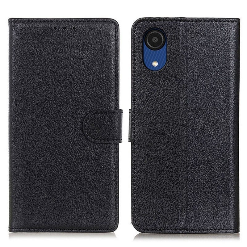 Folio Cover Samsung Galaxy A03 Core Pelle Litchi Tradizionale