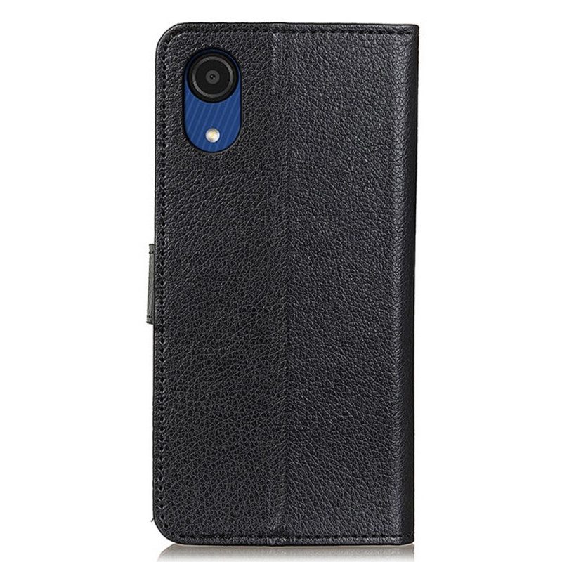 Folio Cover Samsung Galaxy A03 Core Pelle Litchi Tradizionale