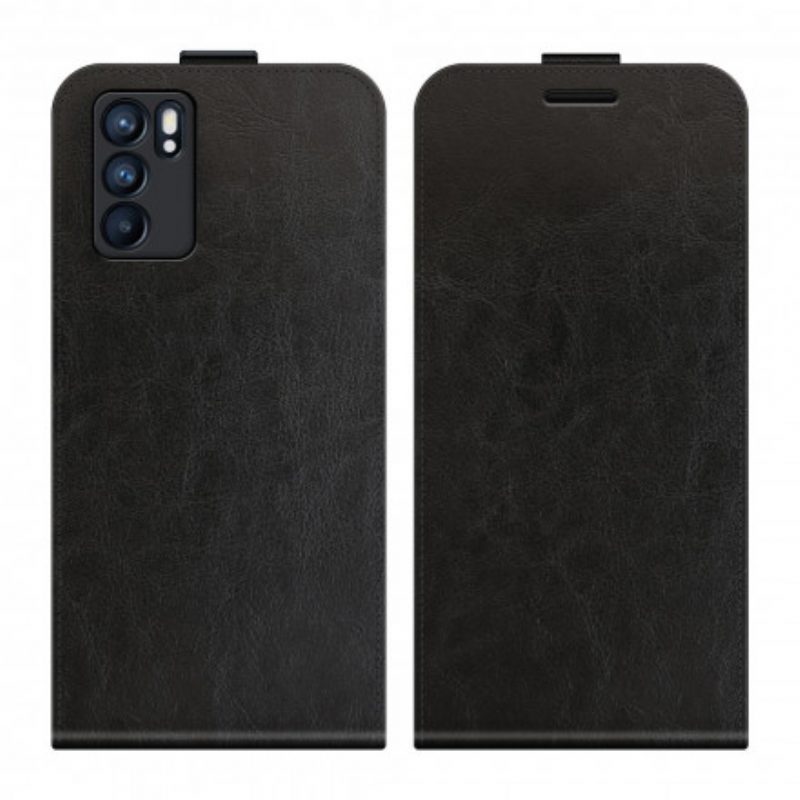 Custodia in pelle Oppo Reno 6 5G Folio Cover Patta Verticale Effetto Pelle