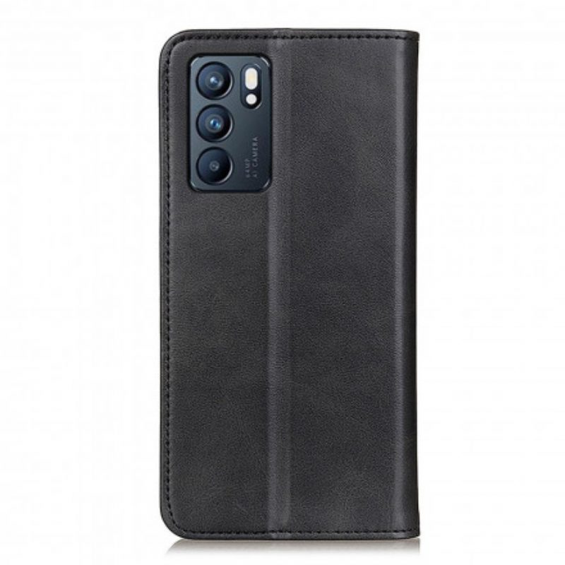 Folio Cover Oppo Reno 6 5G Custodia in pelle Pelle Crosta Eleganza