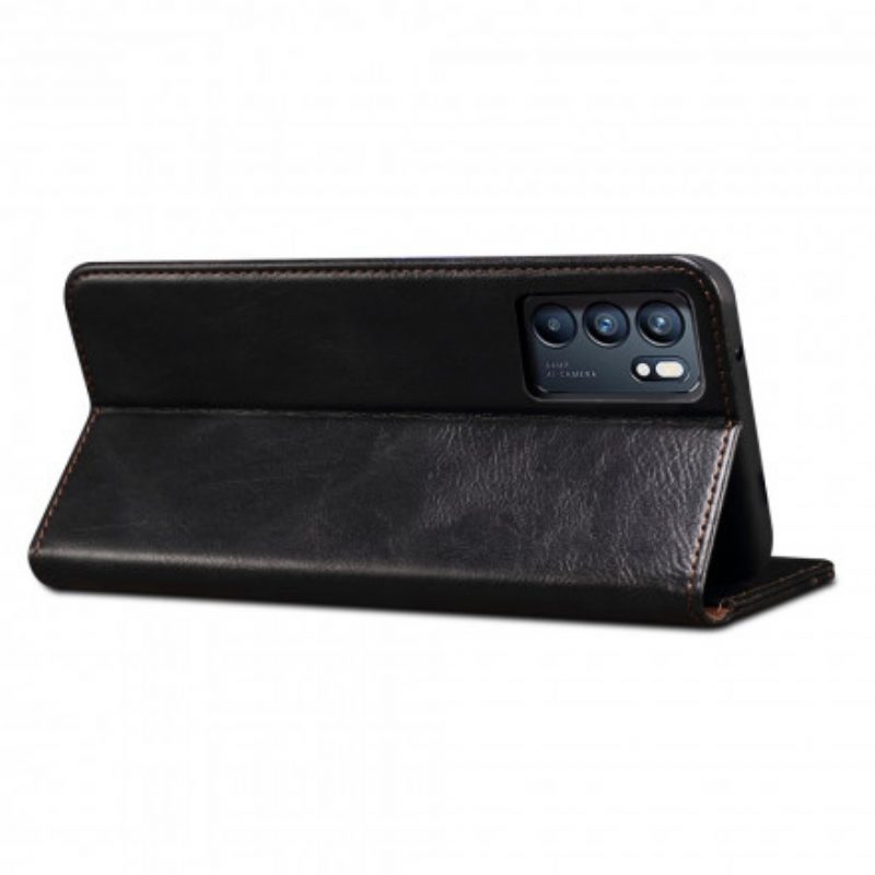 Folio Cover Oppo Reno 6 5G Custodia in pelle Ecopelle Cerata