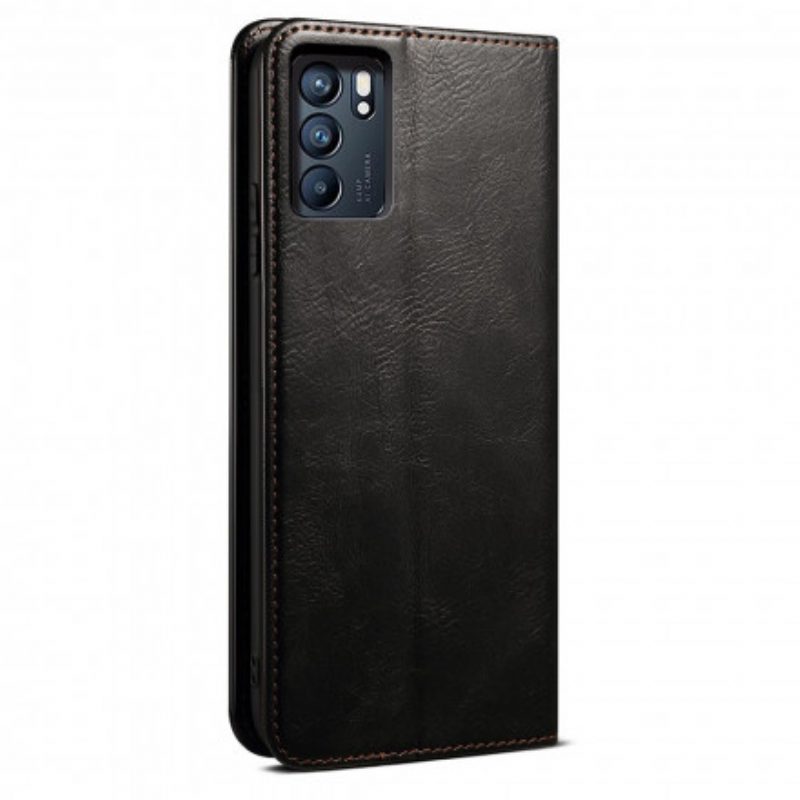 Folio Cover Oppo Reno 6 5G Custodia in pelle Ecopelle Cerata