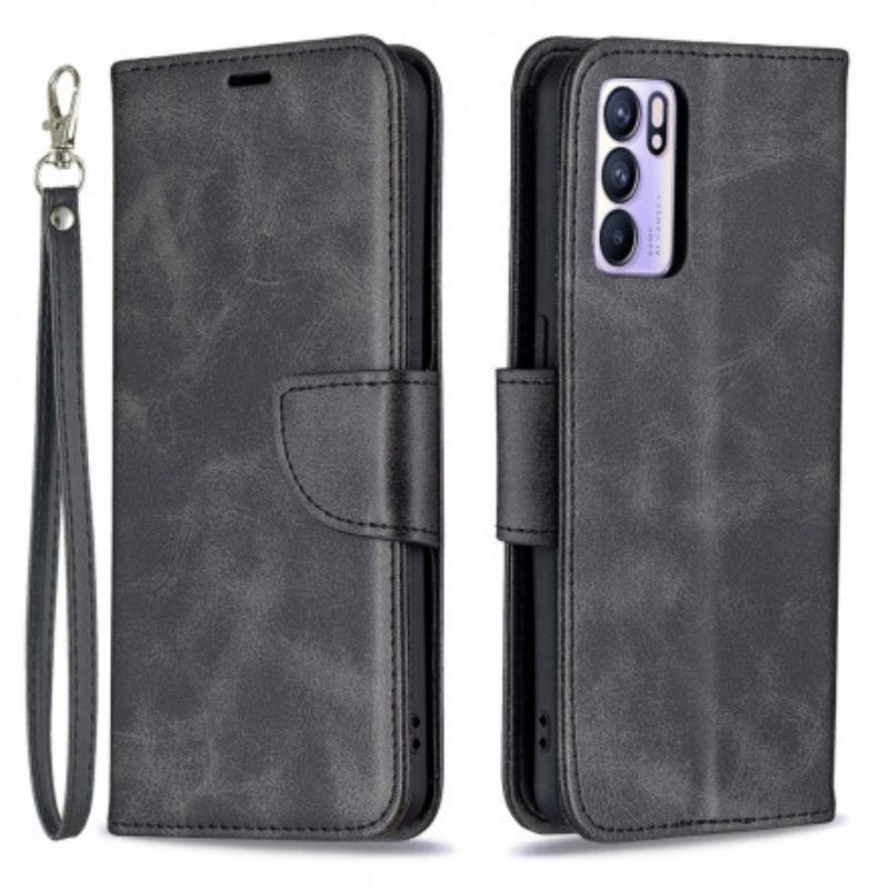 Folio Cover Oppo Reno 6 5G Custodia in pelle Lembo Liscio Obliquo