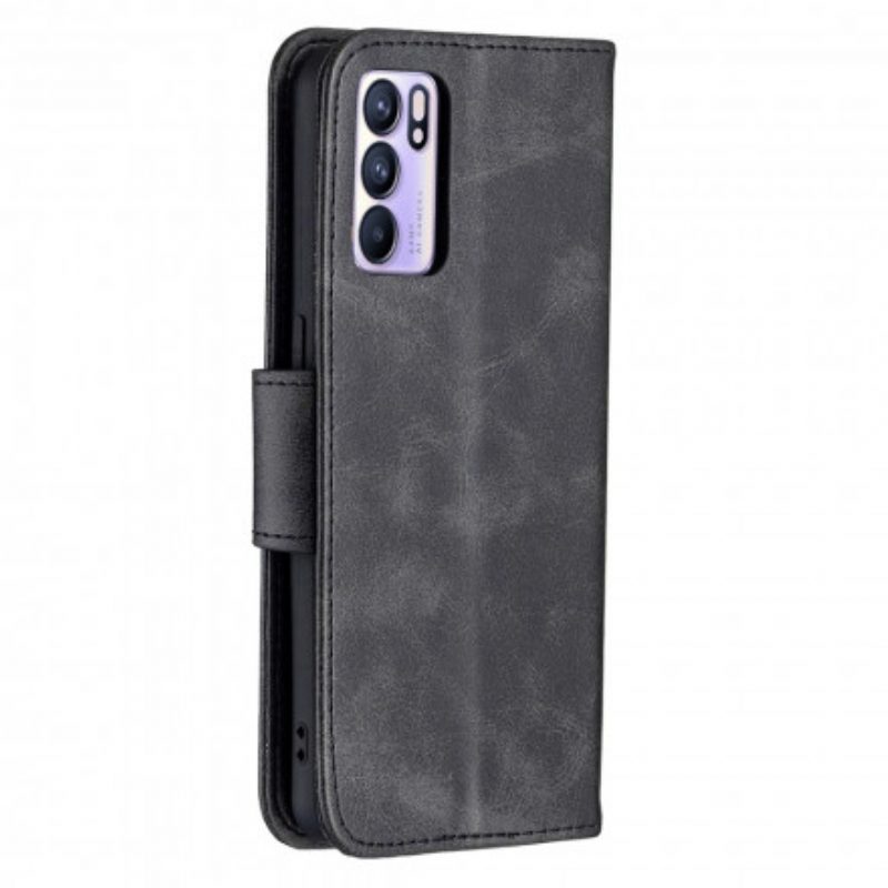 Folio Cover Oppo Reno 6 5G Custodia in pelle Lembo Liscio Obliquo