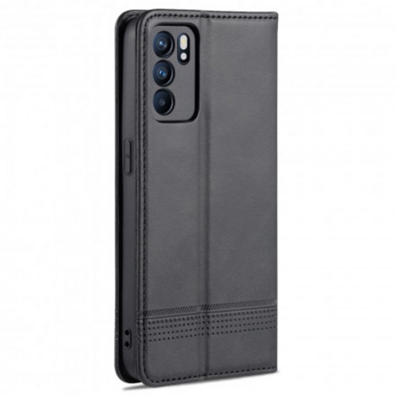 Folio Cover Oppo Reno 6 5G Custodia in pelle Stile In Pelle Azns