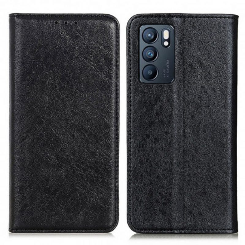 Folio Cover Oppo Reno 6 5G Custodia in pelle Struttura In Pelle