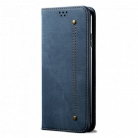 Folio Cover Oppo Reno 6 5G Custodia in pelle Tessuto Denim