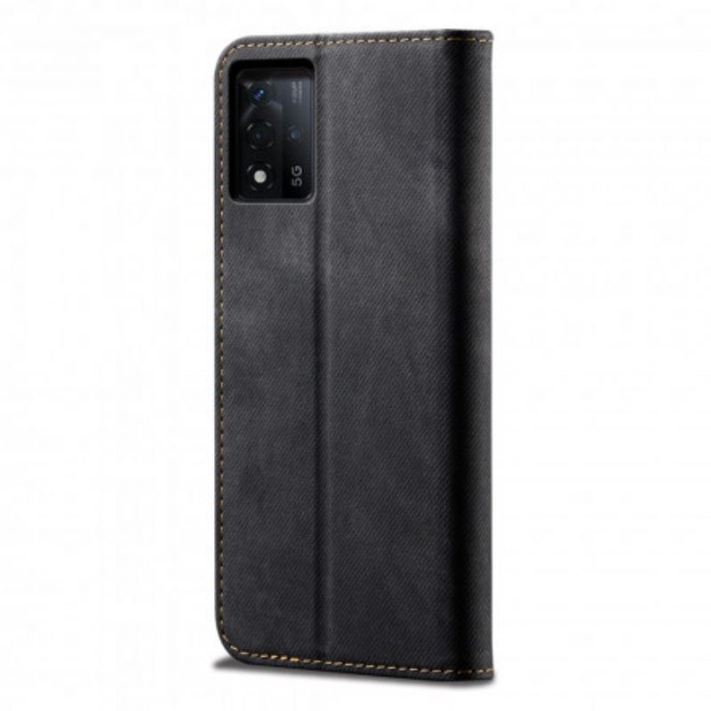 Folio Cover Oppo Reno 6 5G Custodia in pelle Tessuto Denim