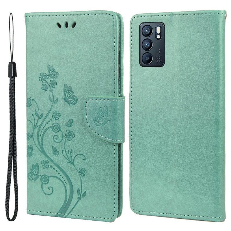 Folio Cover Oppo Reno 6 5G Farfalle E Fiori