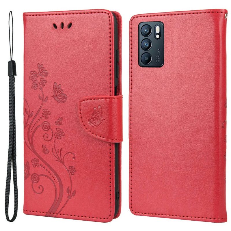 Folio Cover Oppo Reno 6 5G Farfalle E Fiori