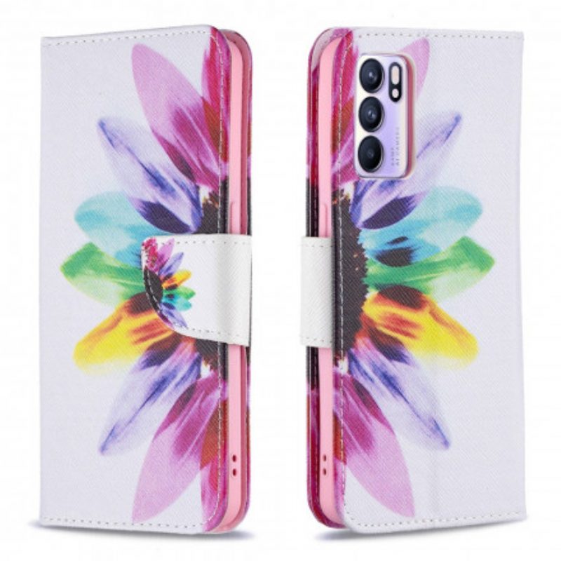 Folio Cover Oppo Reno 6 5G Fiore Dell'acquerello