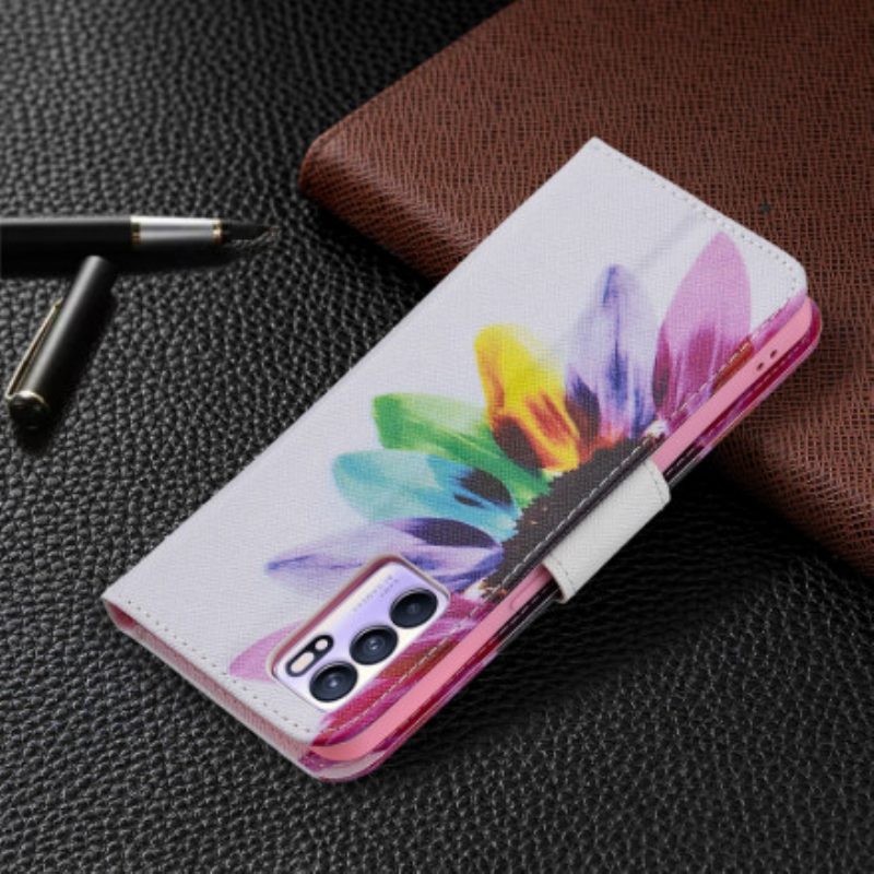 Folio Cover Oppo Reno 6 5G Fiore Dell'acquerello