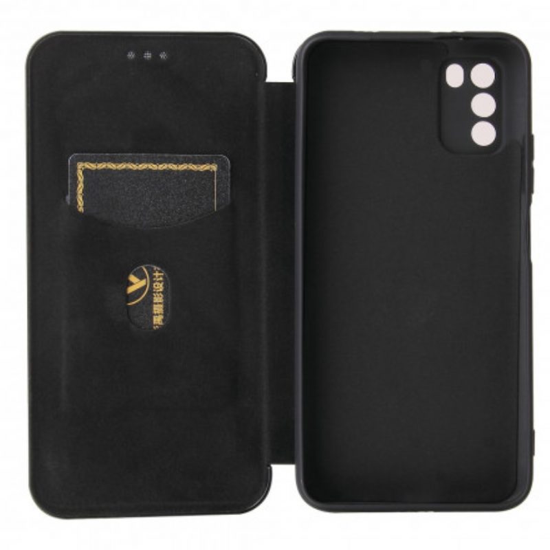 Folio Cover Poco M3 Custodia in pelle Fibra Di Carbonio Con Anello Di Supporto