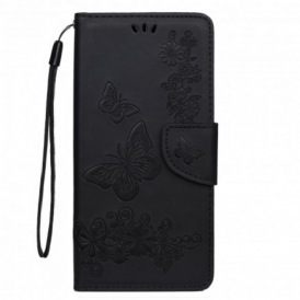 Folio Cover Poco M3 Solo Farfalle Con Cordino