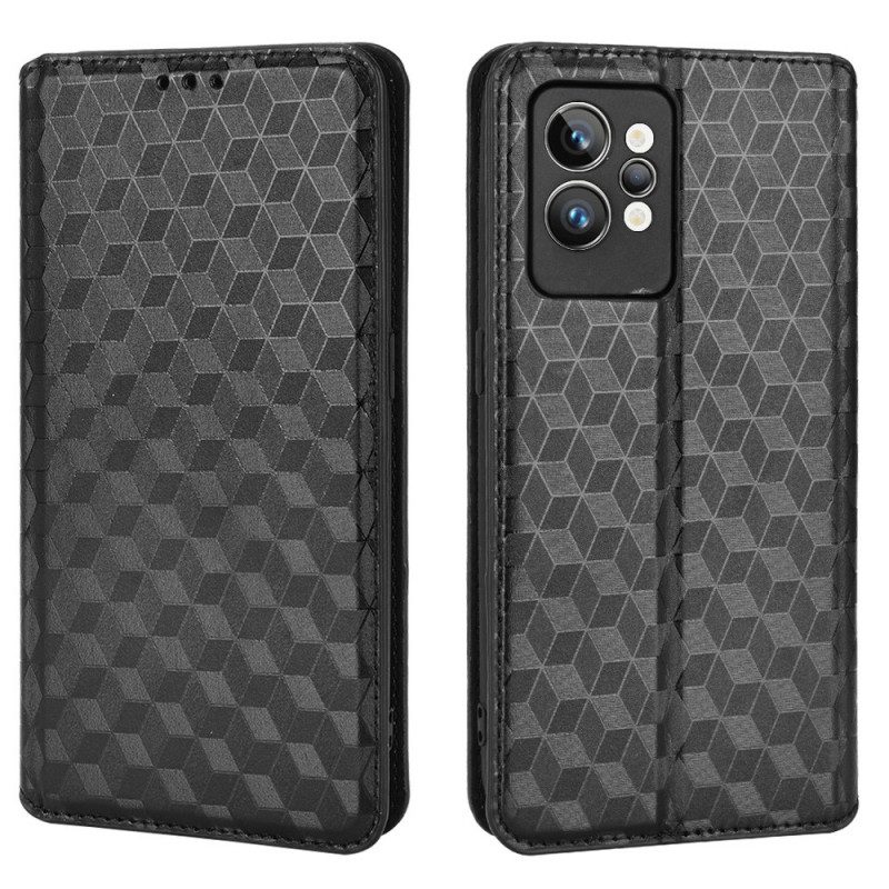 Folio Cover Realme GT2 Pro Custodia in pelle Effetto Pelle Cubo 3d