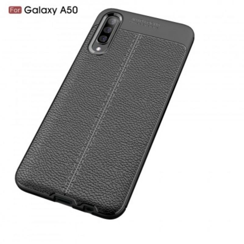 Cover Samsung Galaxy A50 Doppia Linea Litchi Effetto Pelle