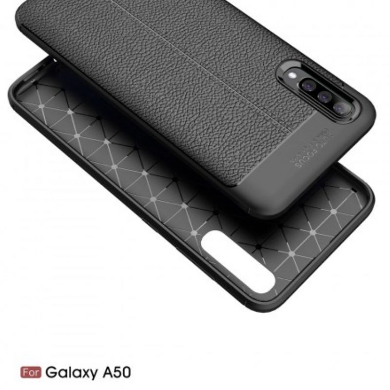 Cover Samsung Galaxy A50 Doppia Linea Litchi Effetto Pelle