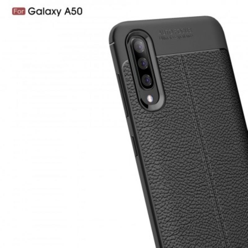 Cover Samsung Galaxy A50 Doppia Linea Litchi Effetto Pelle