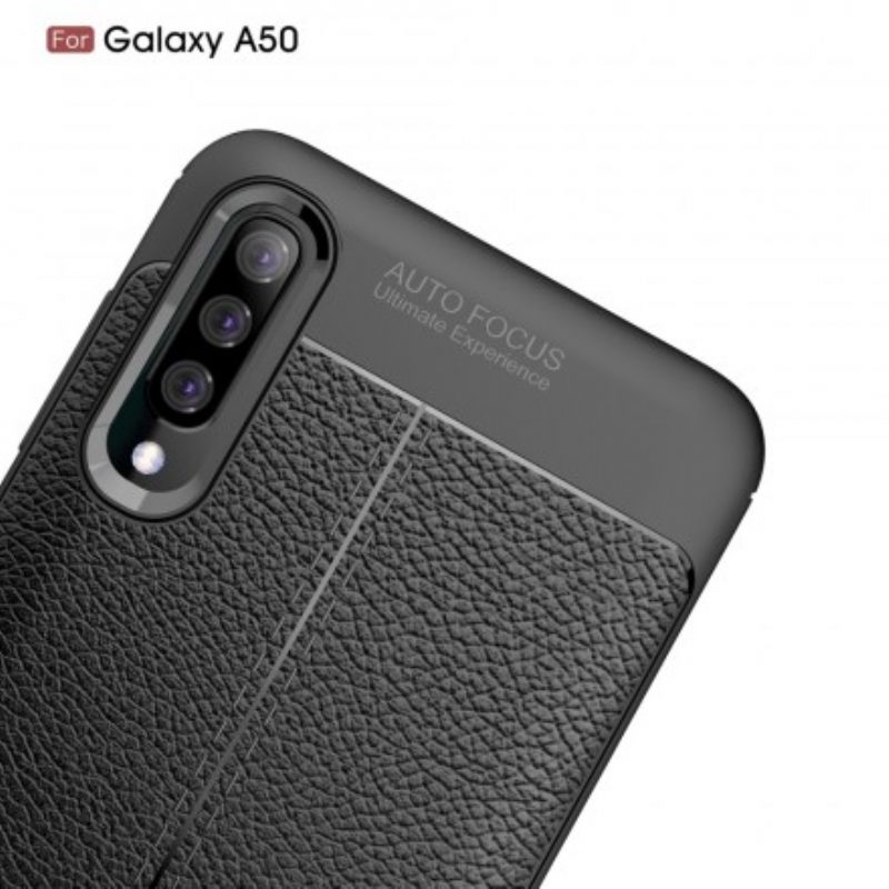 Cover Samsung Galaxy A50 Doppia Linea Litchi Effetto Pelle