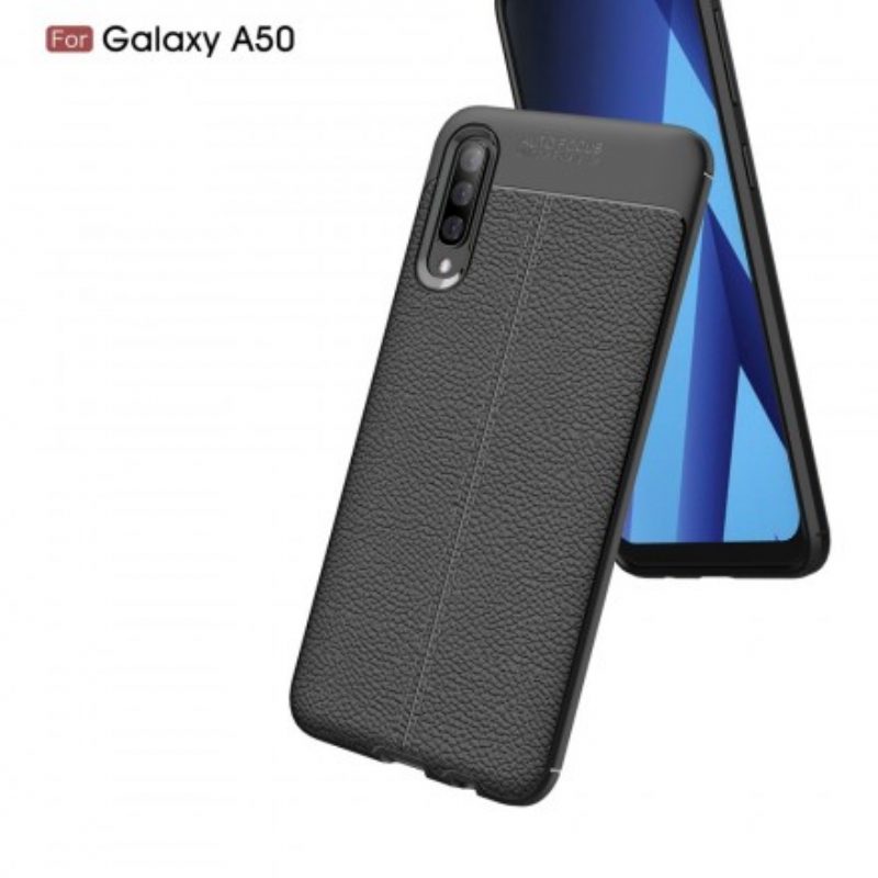 Cover Samsung Galaxy A50 Doppia Linea Litchi Effetto Pelle