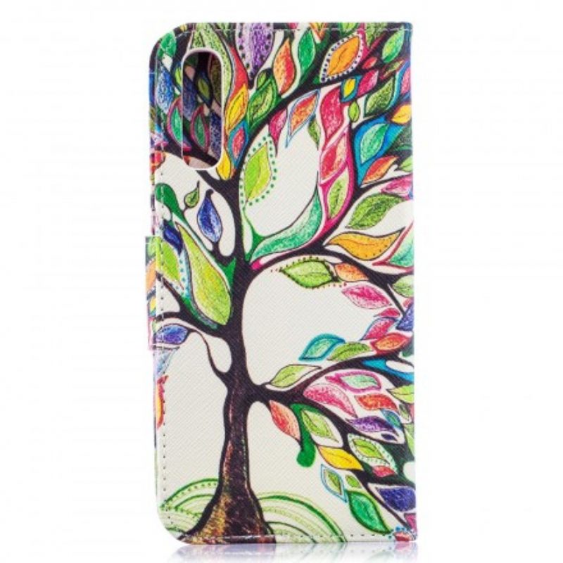 Custodia in pelle Samsung Galaxy A50 Albero Colorato