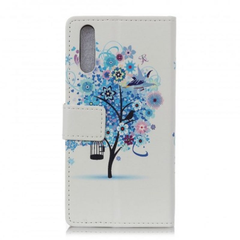 Custodia in pelle Samsung Galaxy A50 Albero In Fiore