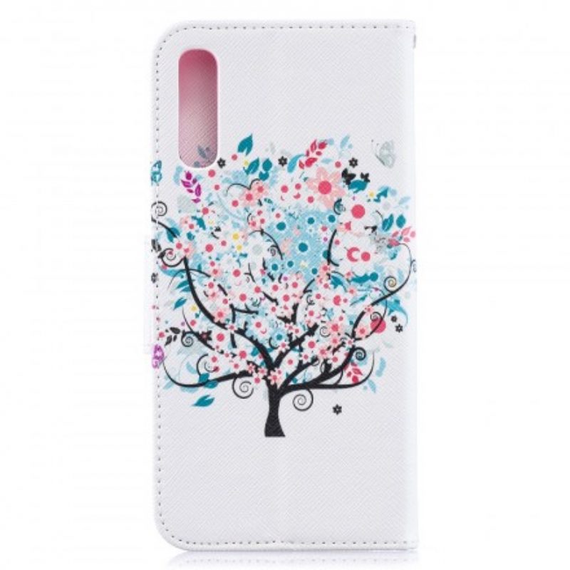 Custodia in pelle Samsung Galaxy A50 Albero Fiorito