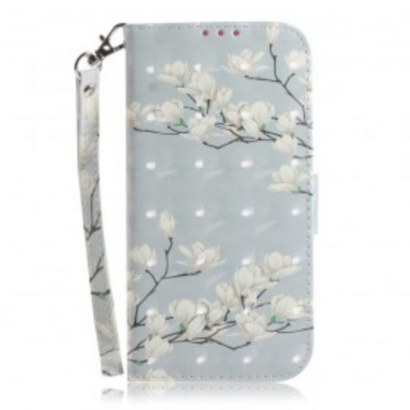 Custodia in pelle Samsung Galaxy A50 Cinghia Fiore Albero