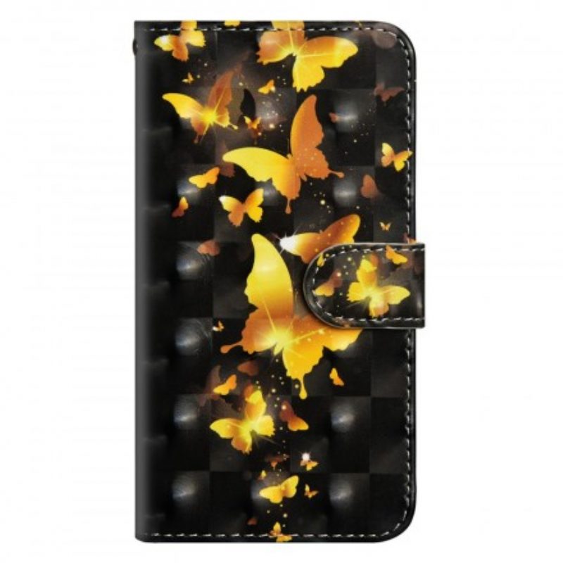 Custodia in pelle Samsung Galaxy A50 Farfalle Gialle