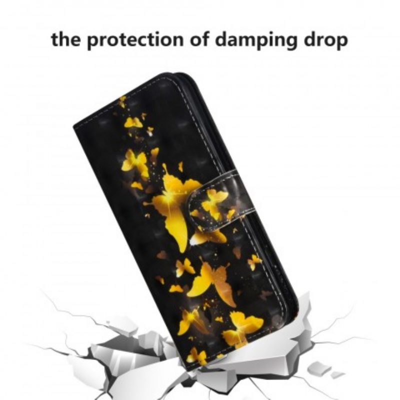 Custodia in pelle Samsung Galaxy A50 Farfalle Gialle