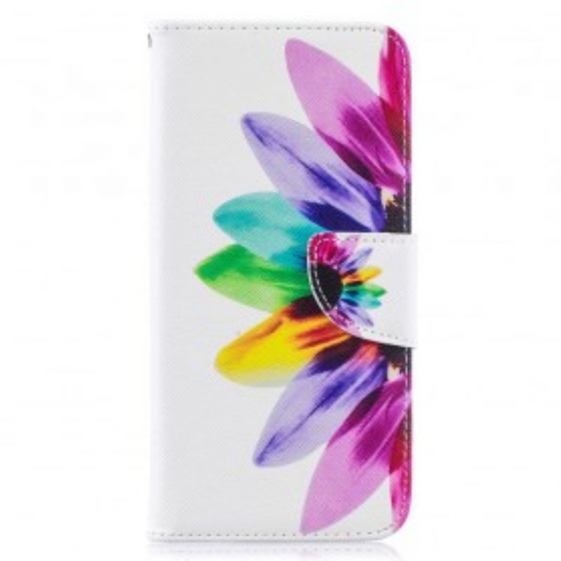 Custodia in pelle Samsung Galaxy A50 Fiore Dell'acquerello