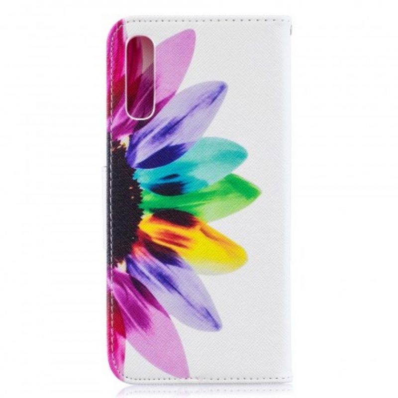 Custodia in pelle Samsung Galaxy A50 Fiore Dell'acquerello