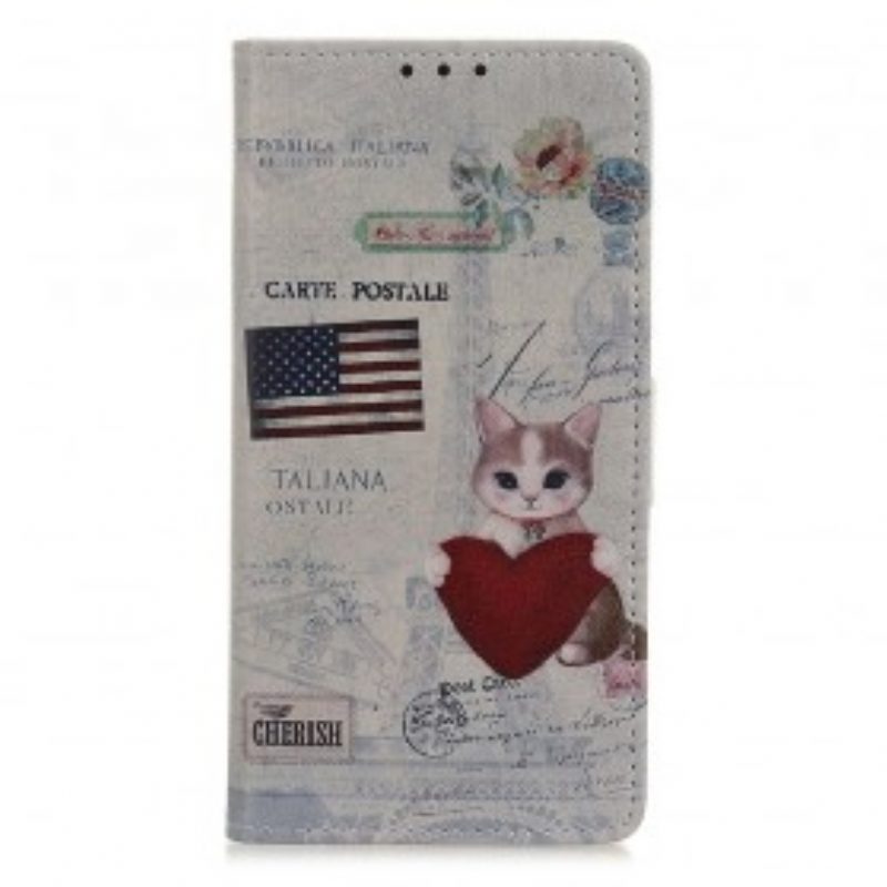 Custodia in pelle Samsung Galaxy A50 Gatto Viaggiatore